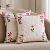 Ombre Orchid - Hand Block Print Quilted Cushion Cover (Pink)