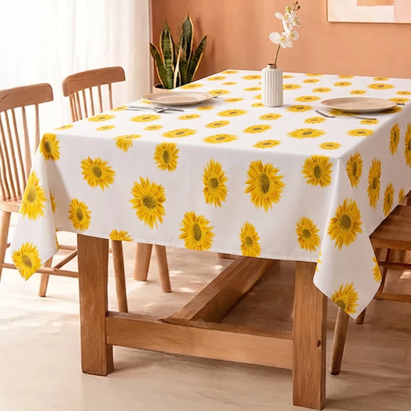 Cotton Sun Flower Print Dining Table Cover (Multicolor)