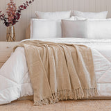 Premium Velvet Cushion Cover & Waffle Throw Combo Set