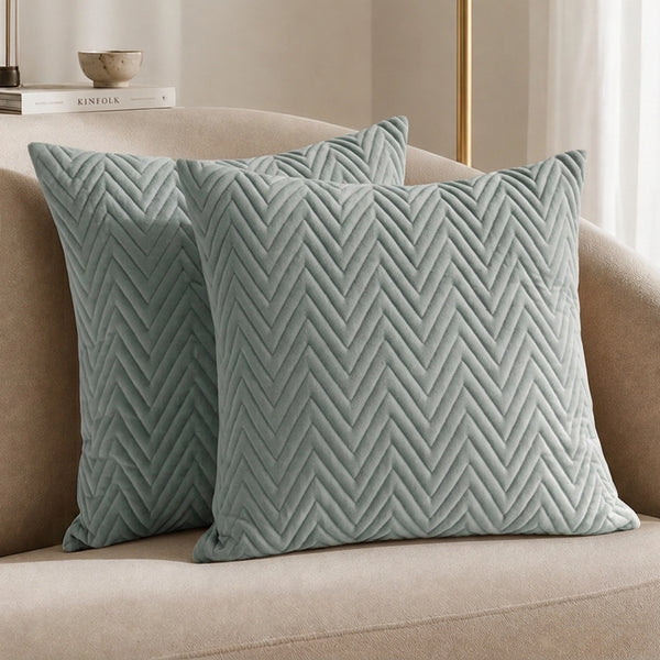 Fort Sawtooth - Quilted Velvet Cushion Cover (Grey)