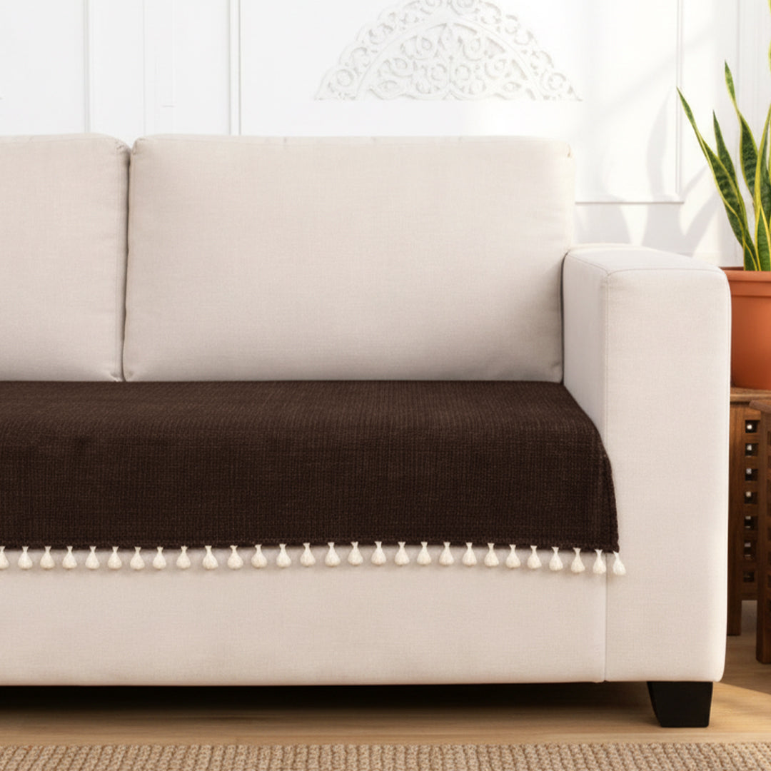 Chenille Solid Brown Sofa Cover
