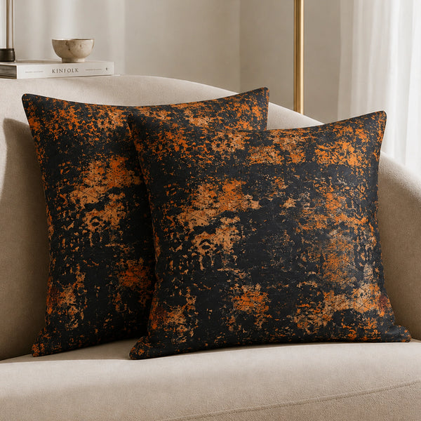 Abstract Pattern Quilted Cushion Cover (Black & Mustard)