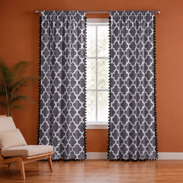 Imprimer Handpicked Soleil - Rod Pocket Printed Semi Blackout Curtain (Grey)
