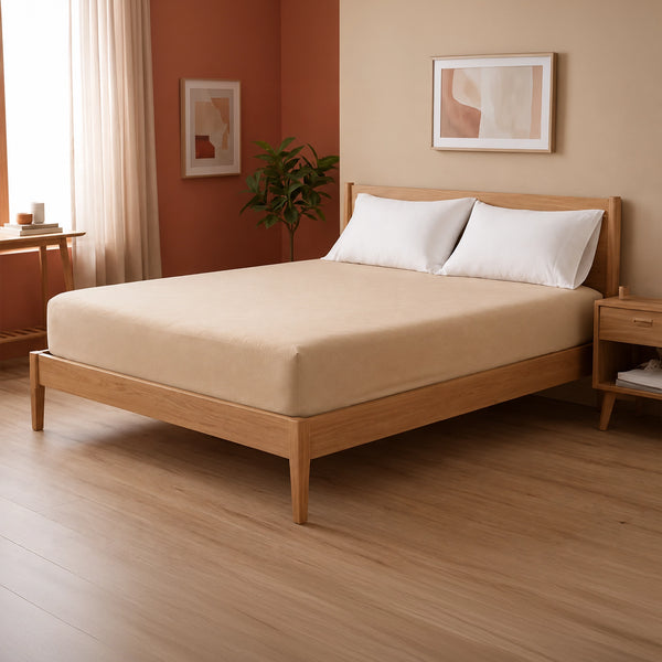 Fort - Terry Solid Mattress Protector (Beige)