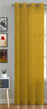 Cotton Solid Sheer Curtains (Yellow)