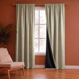 Fort Essential Embossed - Rod Pocket Black Backing Blackout Curtain (Off White)