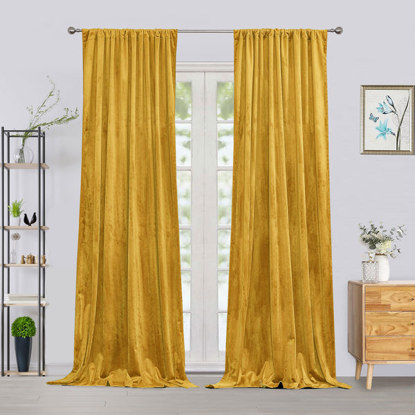 Fort Royal - Rod Pocket Velvet Curtain (Yellow)
