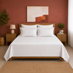 Breton Nap - Satin Stripes Bedsheet (White)