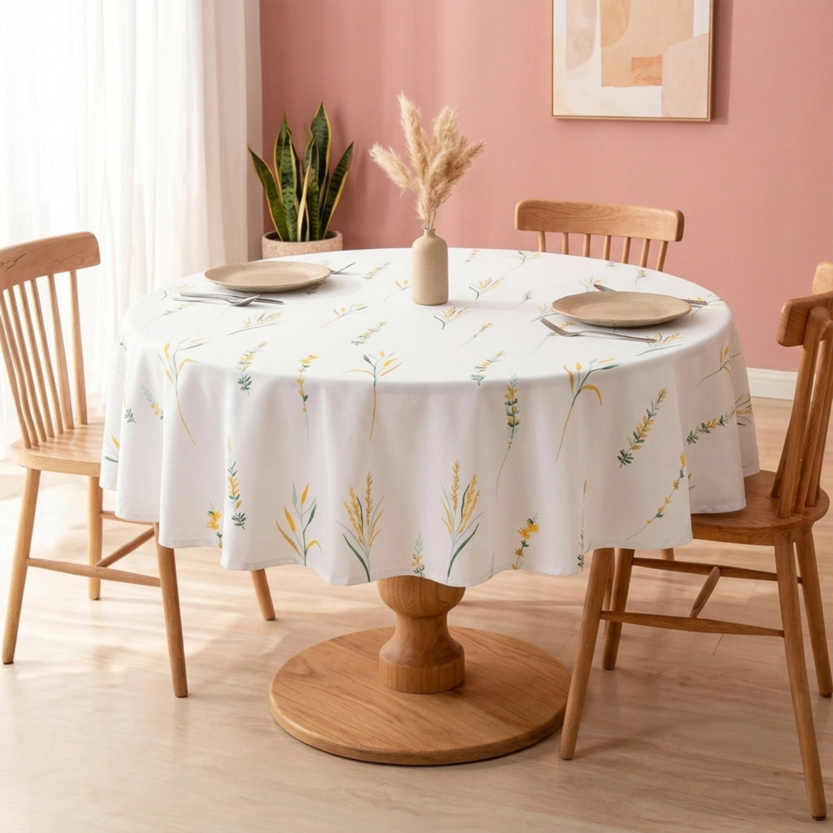 Cotton Leafscape Dining Table Cover (Yellow & Green)