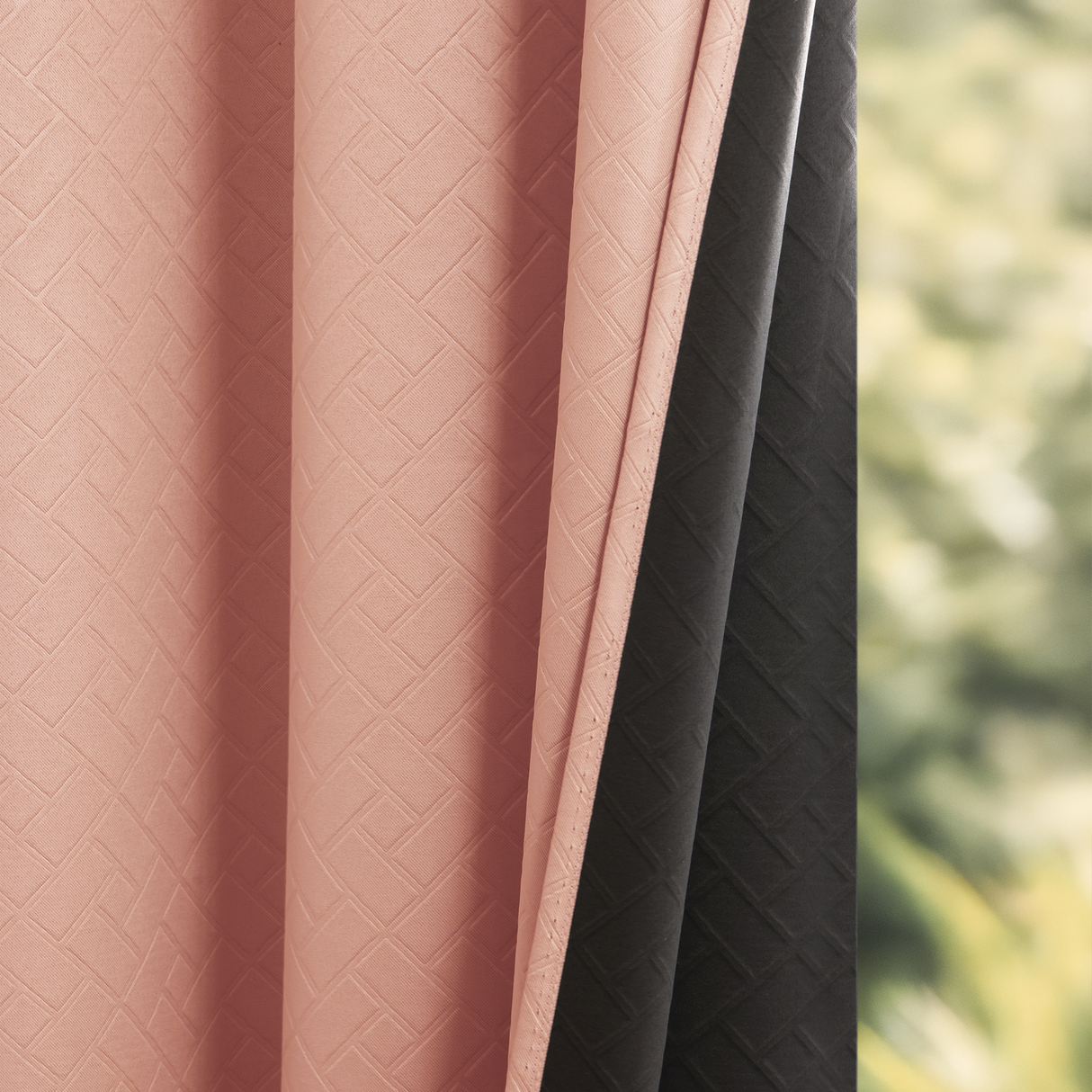 Peach Embossed Blackout Curtain (Brick Lace - Eyelet)