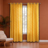 Imprimer Handpicked Aztec - Printed Semi Blackout Eyelet Curtain (Yellow)