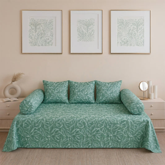 Aqua Blue Floral Diwan Cover SetAqua Blue Floral Diwan Cover Set