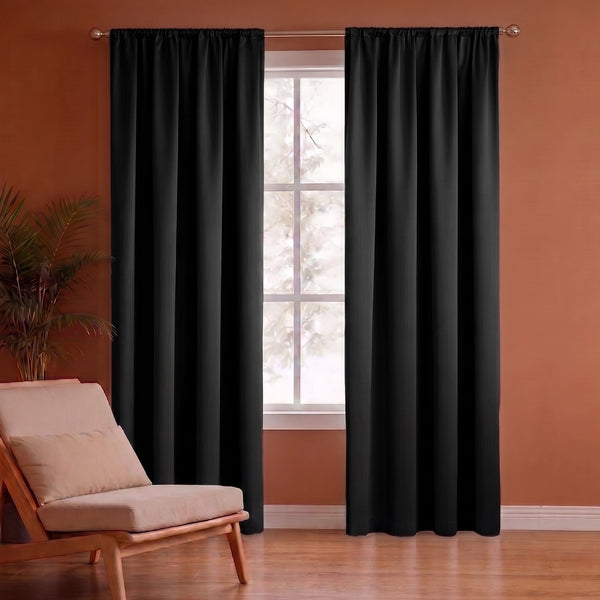 Fort Essential - Rod Pocket Blackout Curtain (Black)