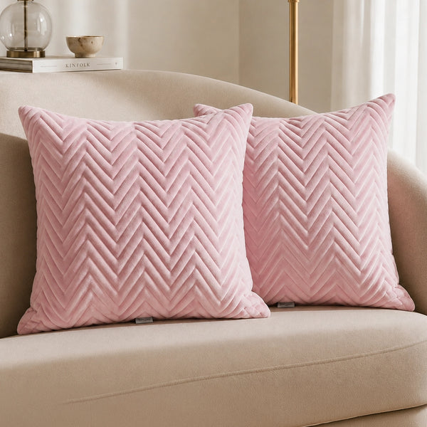 Fort Sawtooth - Quilted Velvet Cushion Cover (Baby Pink)