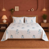 Wild Grace Flower - Floral Bedsheet (Turquoise & Blue)