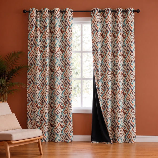 Imprimer Geometric - Digital Printed Blackout Curtain (Multicolor)