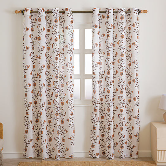 White Floral Velora Wines Eyelet Duck CurtainWhite Floral Velora Wines Eyelet Duck Curtain