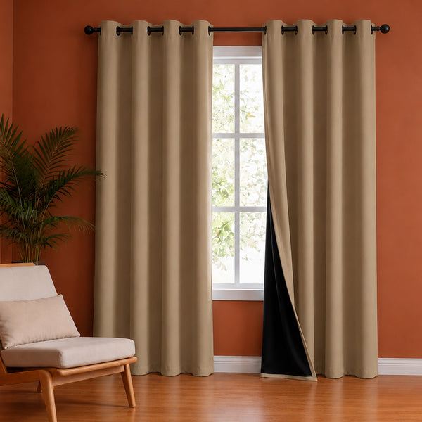 Fort Essential - Black Backing Blackout Curtain (Dutch White)