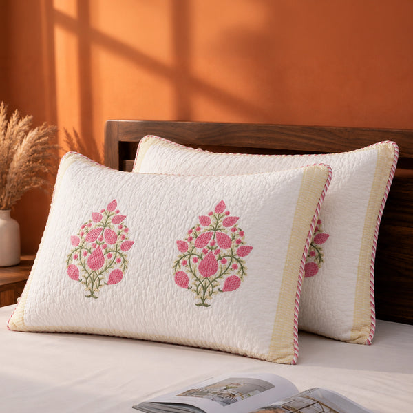 Pink Buta Quilted Pillow Covers