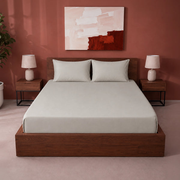 Fort Sublime - Solid Fitted Bedsheet (Light Grey)