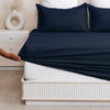 Breton Drift - Satin Stripes Fitted Bedsheet (Dark Blue)