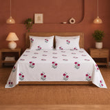 Imprimer Vignette - Floral Printed Bedsheet (Red)