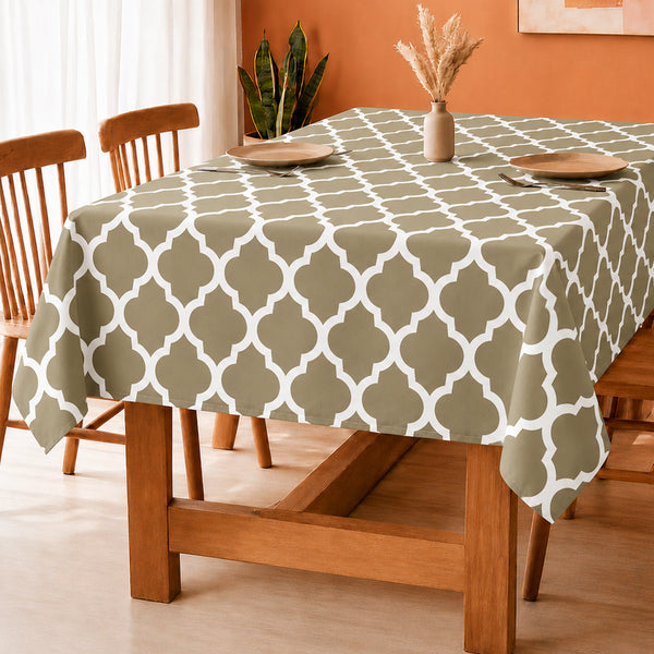 Imprimer Quatrefoil - Printed Dining Table Cover (Grey)