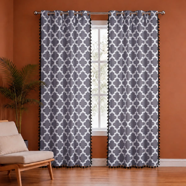 Imprimer Handpicked Soleil - Printed Semi Blackout Curtain (Grey)