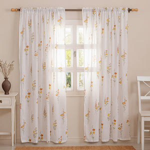 Opulent Bloom Printed Rod Pocket Sheer Curtain