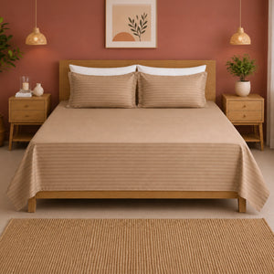 Breton Nap - Satin Stripe Bedsheet (Taupe)