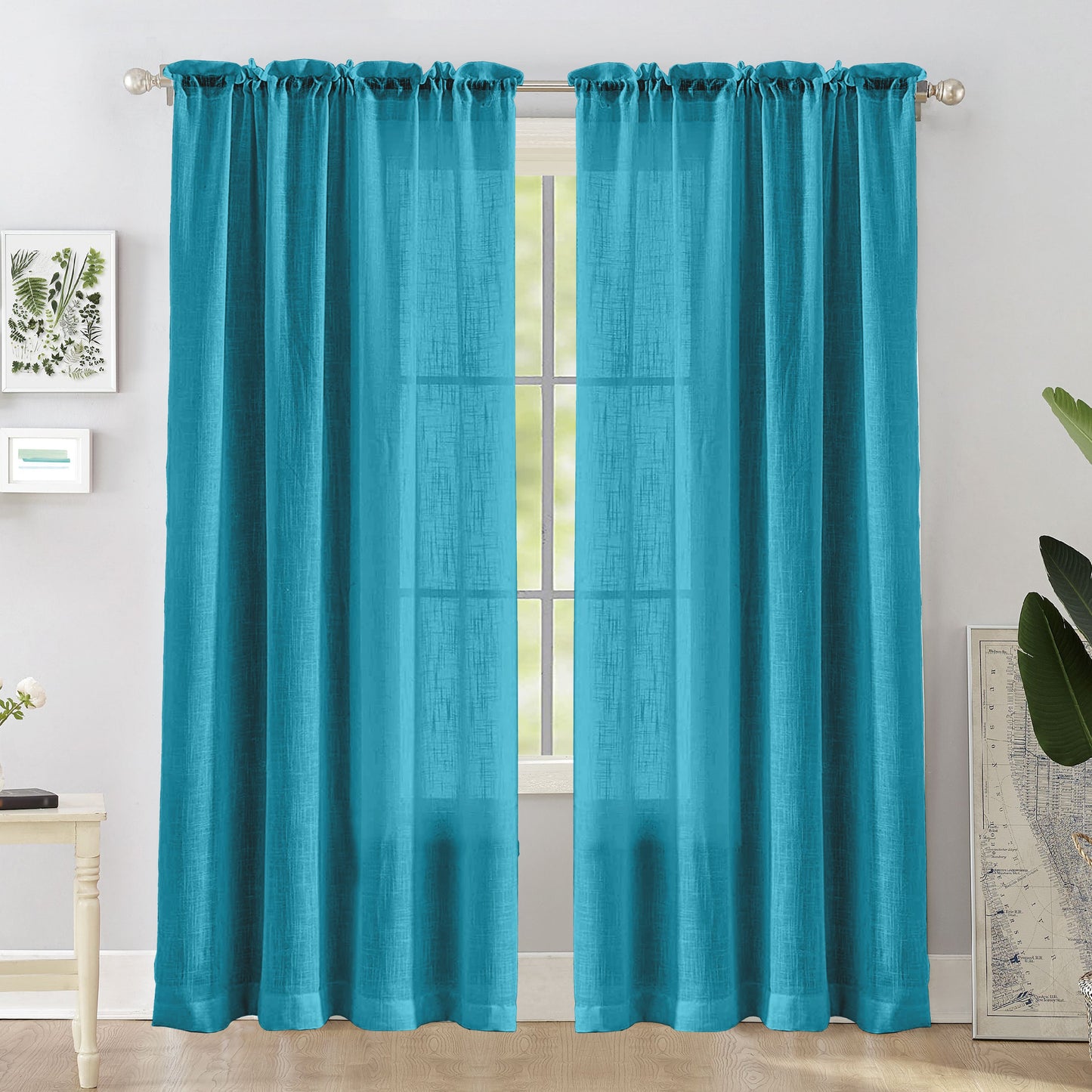 Fort Absolute - Rod Pocket Blue Sheer Curtain
