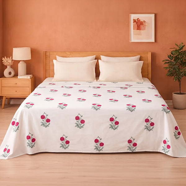 Imprimer Vignette - Rose Printed Dohar Blanket (Red)