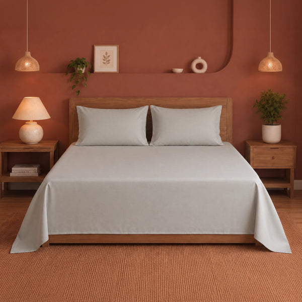 Fort Nightingale - Solid Bedsheet (Light Grey)