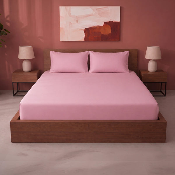 Fort Sublime - Solid Fitted Bedsheet (Pink)