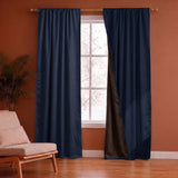 Fort Essential Embossed - Rod Pocket Black Backing Blackout Curtain (Navy Blue)