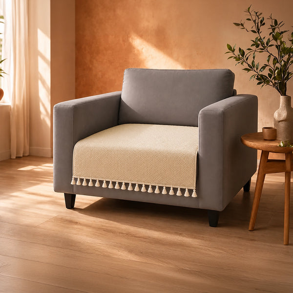 Chenille Solid Beige Sofa Cover
