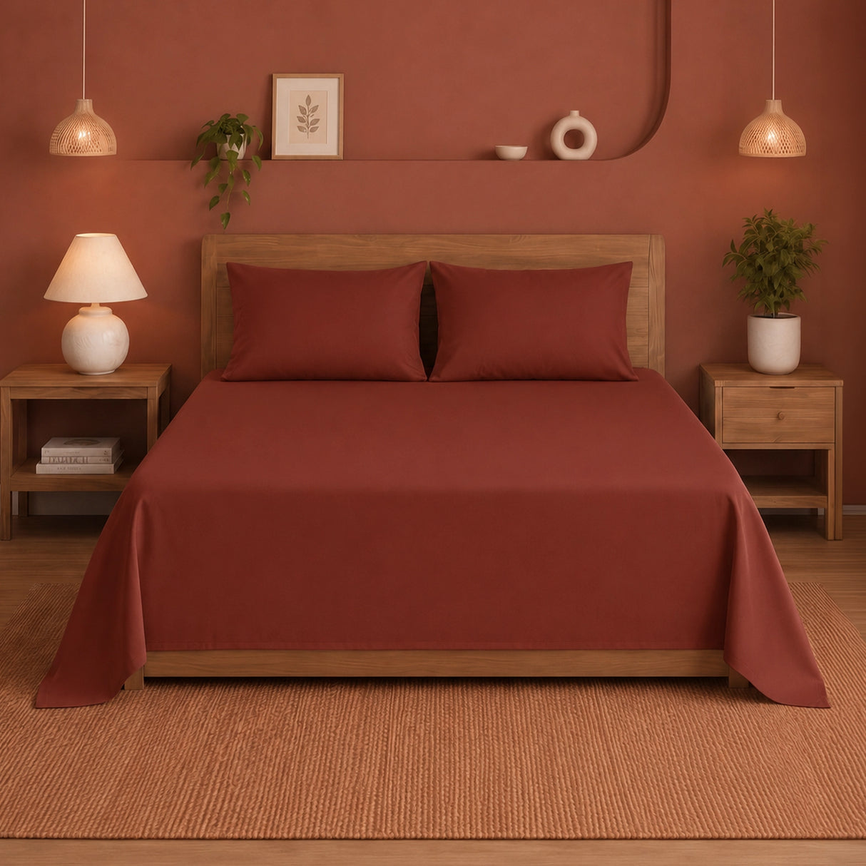 Fort Nightingale - Solid Bedsheet (Maroon)