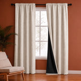 Fort Essential Abstract - Rod Pocket Black Backing Blackout Curtain (Off White)