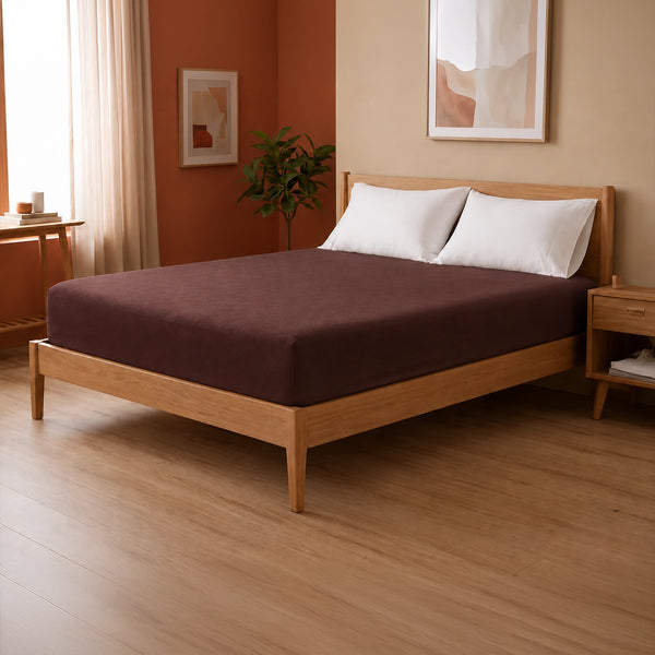 Fort - Terry Solid Mattress Protector (Brown)