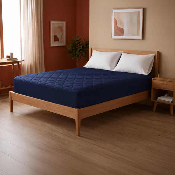 Ombre - Pure Shield Solid Quilted Mattress Protector (Navy Blue)