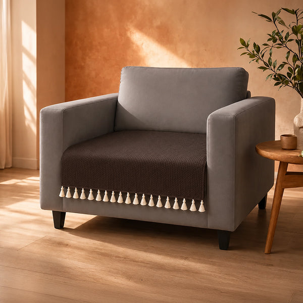 Chenille Solid Brown Sofa Cover