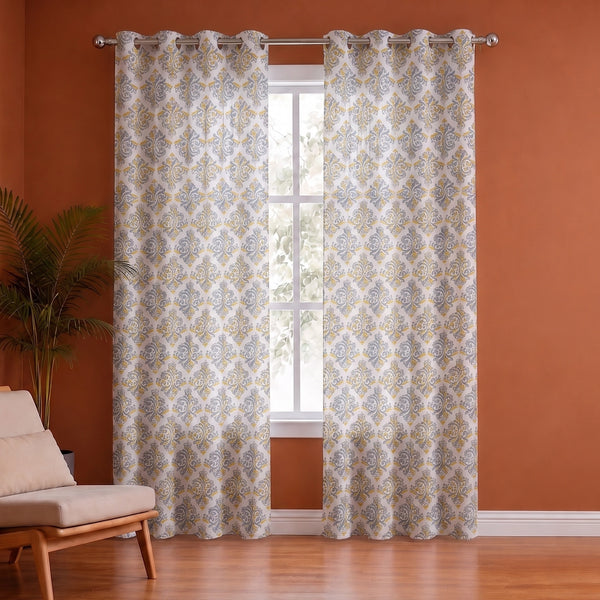 Imprimer Ikat - Printed Semi Blackout Curtain (Yellow)