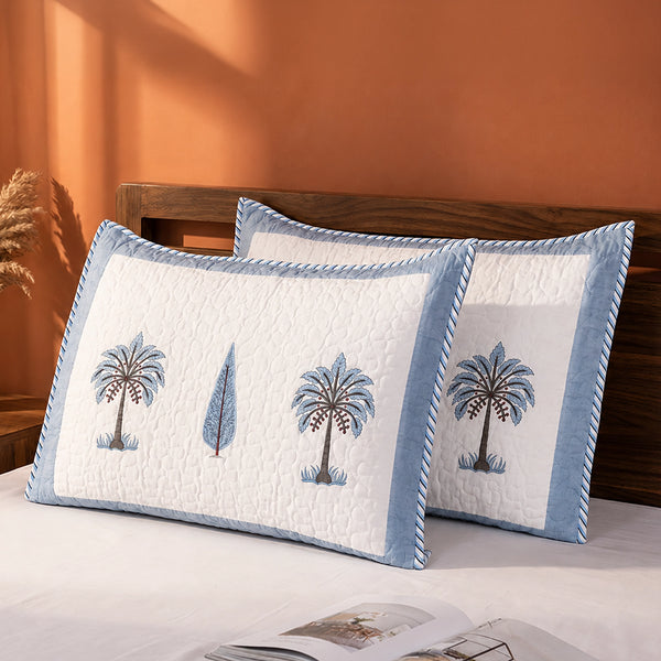 Blue Quilted Pillow Covers