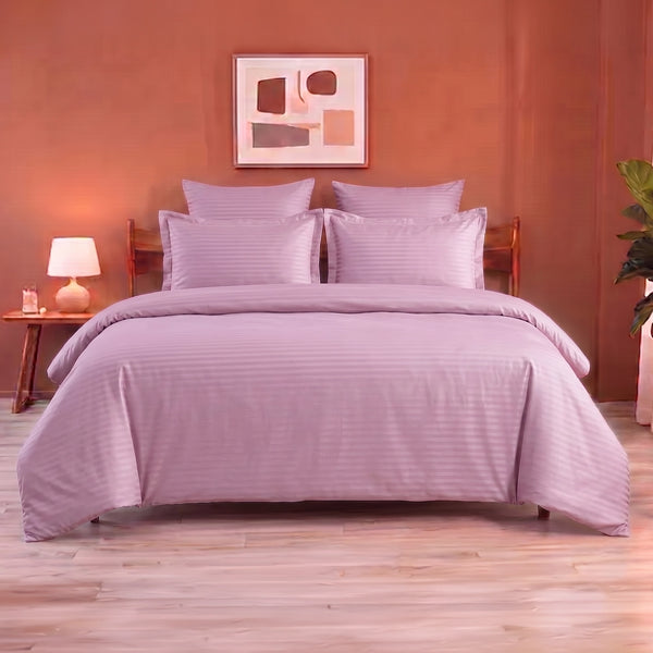 Breton Mellow - Satin Stripe Duvet Cover (Baby Pink)