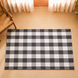 Breton Shadowplay - Plaid Rug (Grey & White)