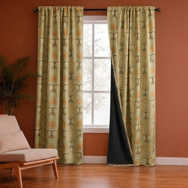 Imprimer Floral - Rod Pocket DP Blackout Curtain (Green & Pink)