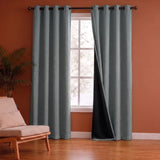 Fort Essential Embossed - Eyelet Black Backing Blackout Curtain (Grey)
