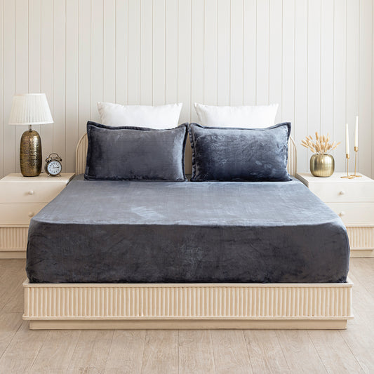 Homemonde Lightweight - Fleece Fitted Bedsheet (Grey)Homemonde Lightweight - Fleece Fitted Bedsheet (Grey)