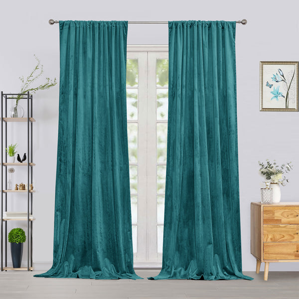 Fort Royal - Rod Pocket Velvet Curtain (Turquoise)