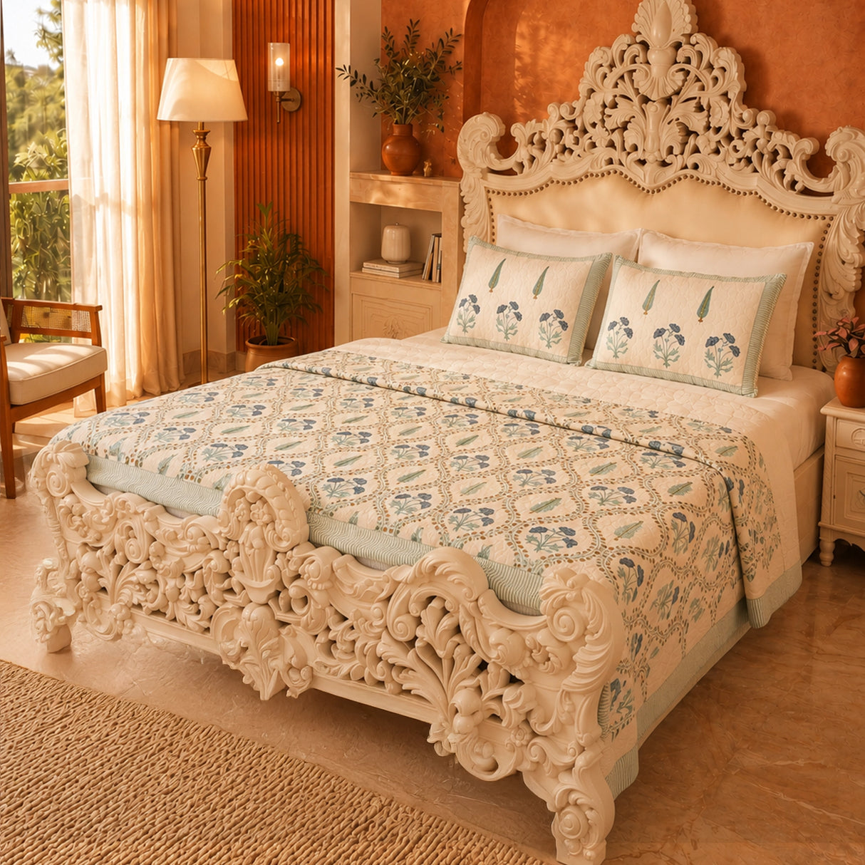 Calm Canopy - Handblock Bedcover